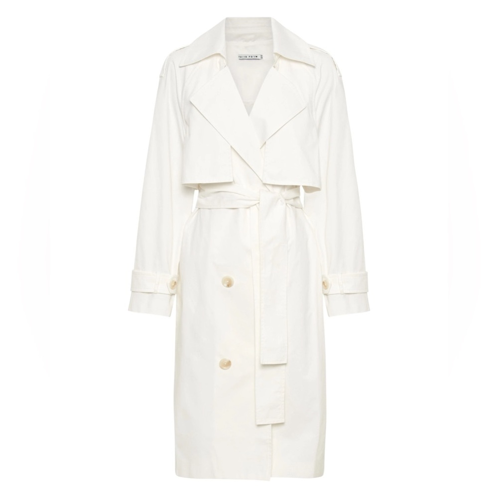 NWT Third Form Frontier Trench Coat Off White Double-Breasted Cotton